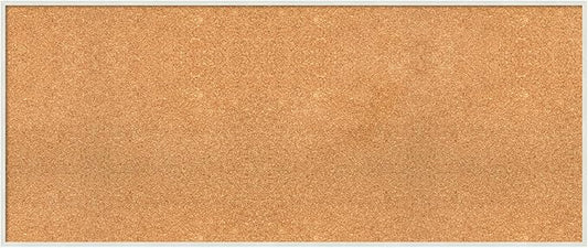 Amanti Art Natural Cork Board for Wall, 21x49 Vision Board with White Frame, Oversize Corkboard Office Decor for Home Organization, Modern Corkboard Pinboard to Display Items for Home Organization in