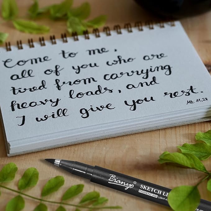 Bianyo Black Art Pen Set - 12 Assorted Sizes Fine Line Drawing, Upgraded Pigment Ink, Water-Resistant Archival Pens for Artists, Crafters, and Journaling