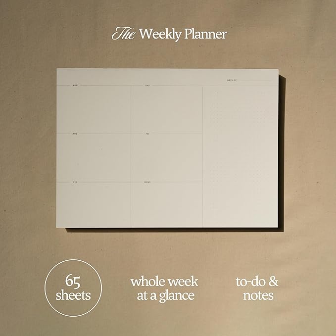 Daily and Weekly To-Do List Notepad – Desk Pad for Work and Study, Minimal, 11.7x8.3 Inches