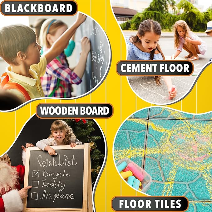 280PCS Sidewalk Chalks in 24 Colors: Washable Jumbo Chalk Set for Kids Toddlers, Non-Toxic Dustless Colored Chalk Bulk for Outdoor Art, Party Favors, Painting on Chalkboard Blackboard Playground