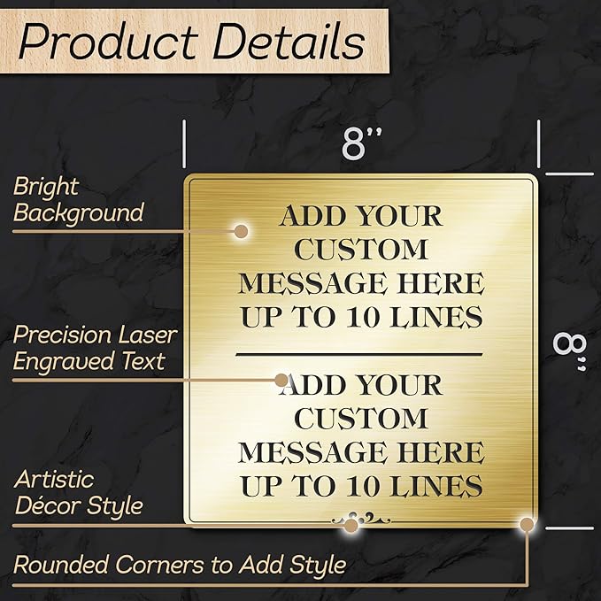 Custom Sign, Office Sign, Business/Office Name Plates for Doors/Wall, Indoor/Outdoor, 8x8 Inch, 18 Colors, (Prestige) Made in USA by My Sign Center