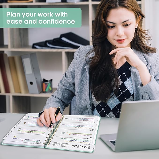 2026 Planner, Weekly and Monthly Calendar Planner Book, January 2026 - December 2026, Hardcover Spiral Planner with Monthly Tabs, Notes Pages, Perfect for Women & Men, A5 (6.4" x 8.5") - Mint