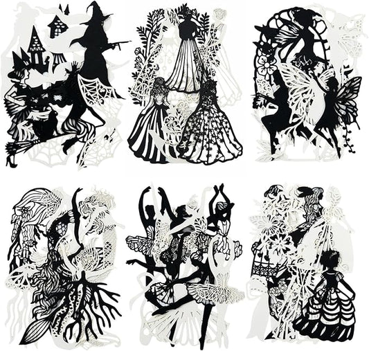 Shadow Dance Scrapbook Paper Set, 120 PCS Vintage Hollow Ephemera Pack for Junk Journaling, Scrapbooking, Crafting, DIY Projects, Diaries, and Art Supplies