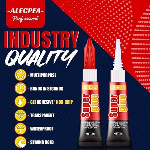 3 Gram (Pack of 48) Single use Super Glue Gel, Super Fast, Thick & Strong Adhesive Superglue, Cyanoacrylate Glue for Hard Plastics, DIY Craft, Ceramics, Frame, Leather, Metal Etc
