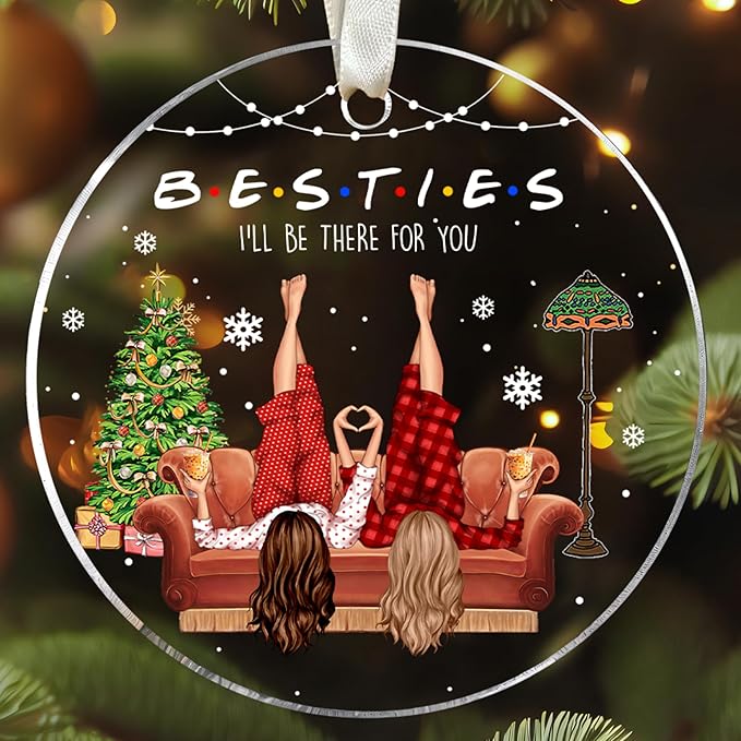 Best Friend Ornaments for Christmas Tree - Bestie Gifts - Friendship Christmas Ornaments - Acrylic Ornament