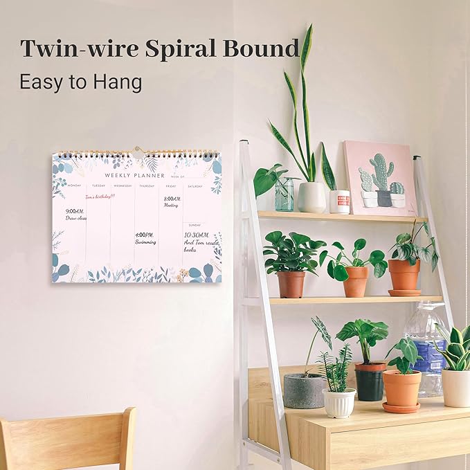 8.5x11 Weekly Planner Notepad Undated To Do List Note pad 52 Weekly Desk Wall Planner Calendar Hangble Daily Planning Pad for Work,Home,School,Ofiice Supplies,Matching 44 Notepad,Blue