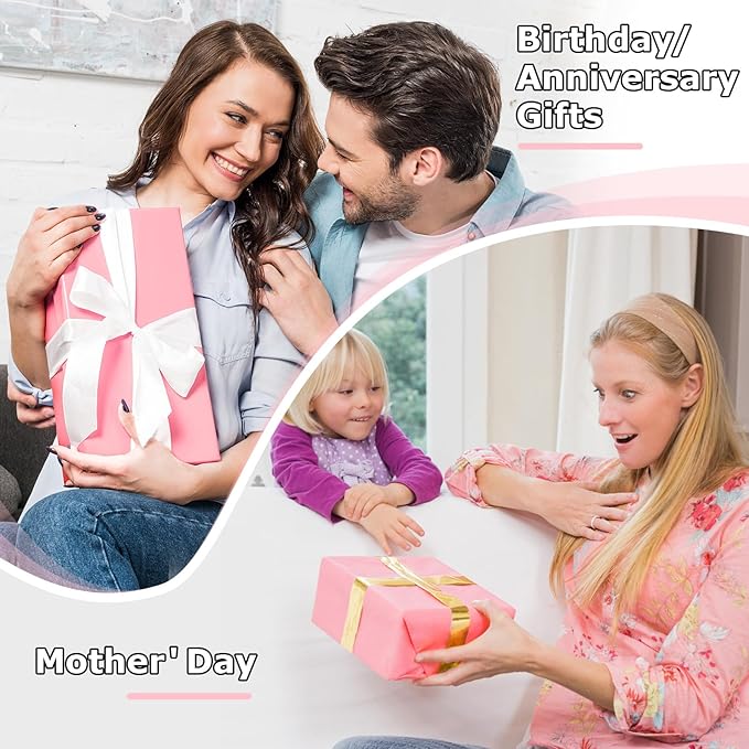 Vanhench 17.5"×963" (80 1/4FT) Pink Wrapping Paper Roll, Bulletin Board Paper, Color Kraft Paper Roll for Art Crafts, Wedding, Birthday, Mothers Day Gifts, Bouquet Flower Wrapping