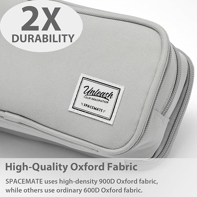 Pencil Case Pouch Box Bag School Supplies Girls Boys Kids, Cute Preppy Stuff Big Capacity Aesthetic Pen Organizer, Back to College Stationary, Gray, Extra Large Style, 2300ml