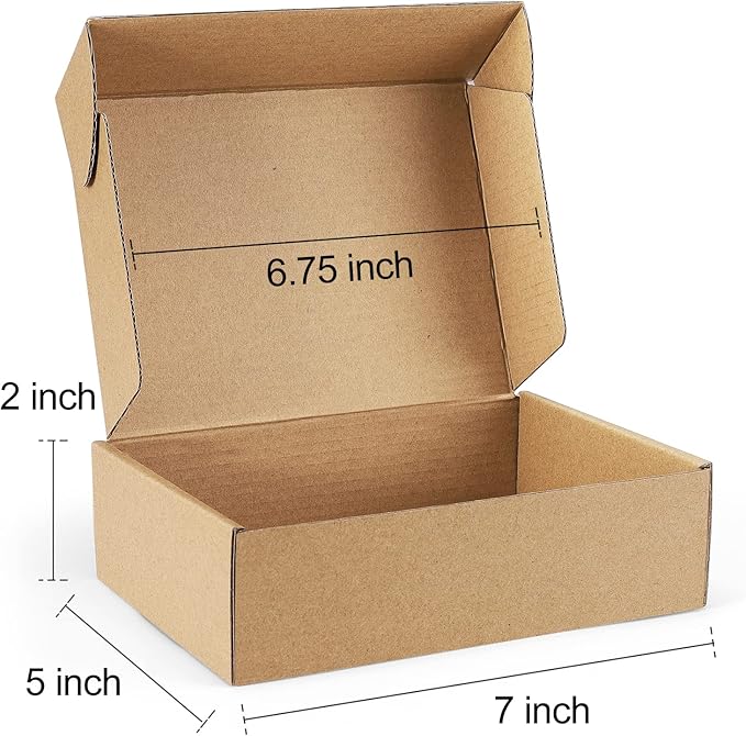 Shipping Boxes 7x5x2 inches Brown Small Mailing Boxes 25 Pack Cardboard Corrugated Box Mailers