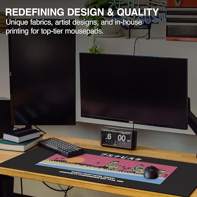 MPCO. OZGMX Large Gaming Desk Pad - 36" x 17" Aeroglyde Fabric Buenavista Desk Mats - Non-Slip, Washable, Smooth Glide for Precision Gaming & Work