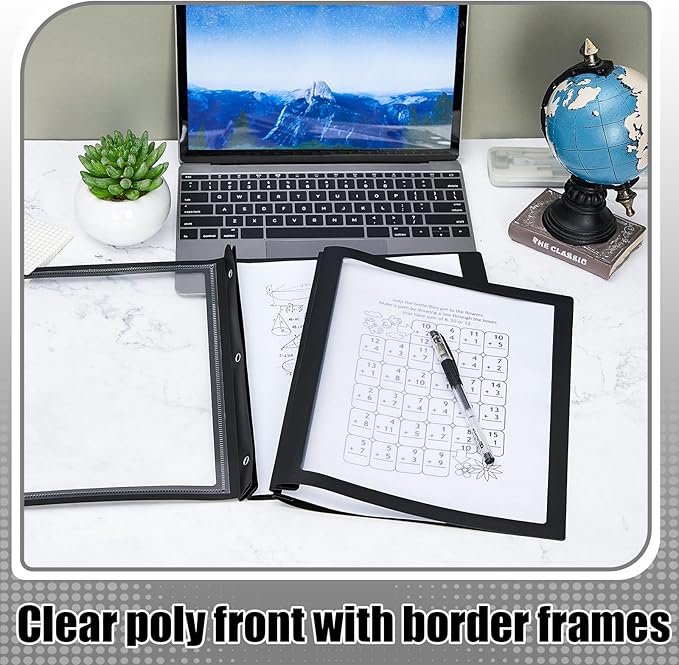 Teling 36 Pcs Report Covers with 3 Prong Fasteners Clear Front Presentation Folders Frame View Poly Report Folder Presentation Binder for Paper Document School Office(Black)