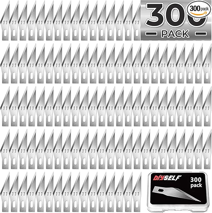 DIYSELF 300 PCS Exacto Knife Blades 11, High Carbon Steel Exacto Blades, Craft Knife Blade, #11 Exacto Knife Refill Blade with Storage Case for Scrapbooking, Stencil