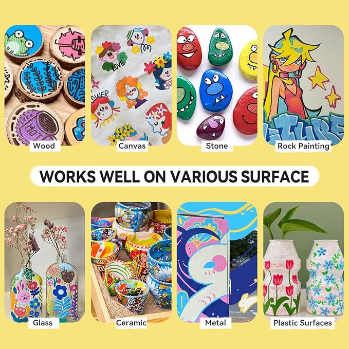 Arrtx 120 Colors Markers Paint Pens, Acrylic Paint Pens for Artists Adults Coloring Drawing Cartoon Anime Comic - Brush Tip for Rock Painting, Wood, Canvas, DIY Crafts Making Art Supplies