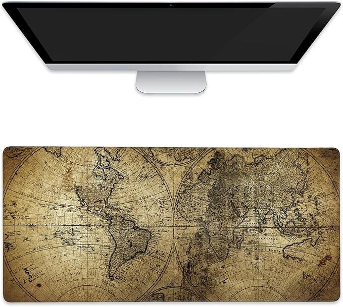Large Mouse Pad Retro Map Extended Gaming Mouse Pad Non-Slip Desk Mat with Stitched Edge Laptop Computer Keyboard Mousepad for Office Home 35.4" x 15.7"