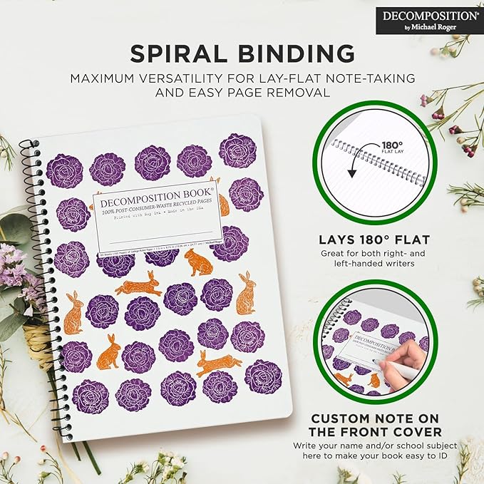 Decomposition Cabbage Patch College Ruled Spiral Notebooks – 9.75 x 7.5 Journal with 160 Lined Pages – Notebooks for School Supplies, Home & Office – 100% Recycled Paper – Made in USA
