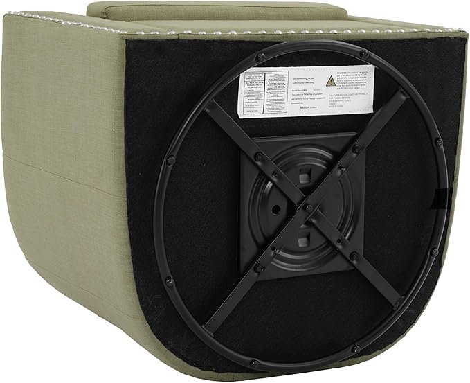 UIXE 360° Swivel Barrel Accent Chair Set of 2, Modern Upholstered Arm Chair Round Club Armchair, Nailhead Trim Single Sofa Seating in Fabric for Living Room - Light Camel