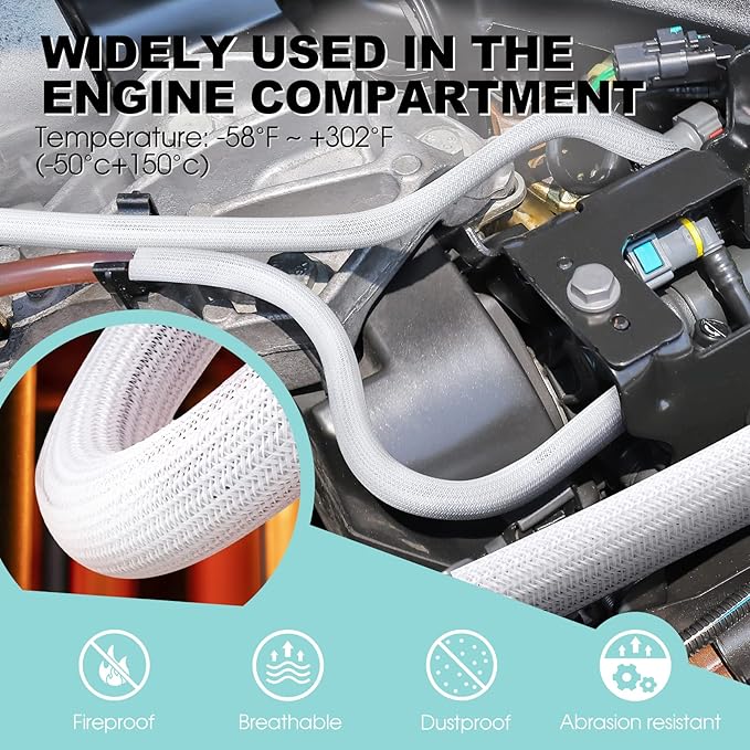 AGPTEK Cable Sleeve Cover, 6.6ft - 1.2 inch Desk Cord Organizer Cable Hider, Home Office Wire Management Computer TV Wire Loom Tubing, Pet Proof Cord Protector, from Cat Dog Chewing, White