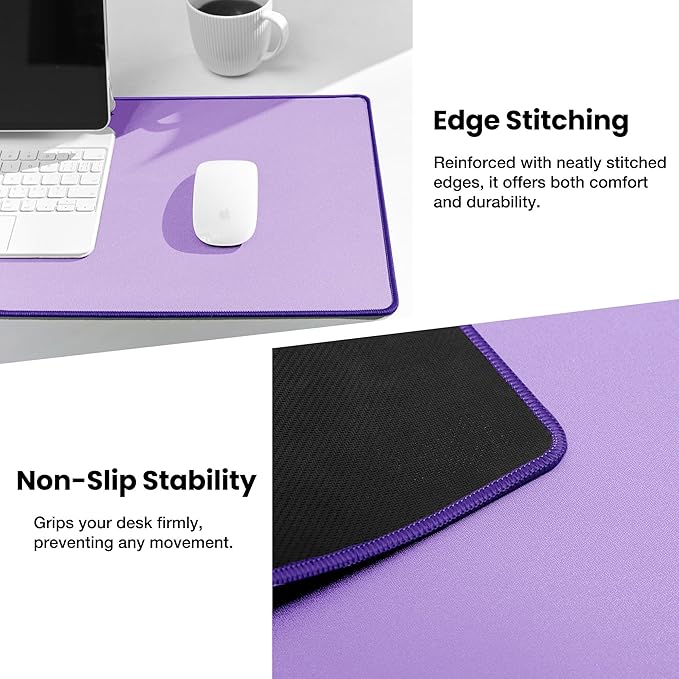 ALOANES Waterproof Mouse Pad with Durable Stitched Edge, XL Gaming Keyboard Pad, Non-Slip Rubber Base Mouse Mat, Extended Desk pad for Gamer, Office & Home, Lavender Mousepad 31.5''x 11.8''x 0.12''
