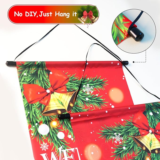 Ideal Christmas Porch Door Decorations, Large 71x12in, Premium Merry Christmas Banner, NO-DIY, Classic Design, HQ Fabric, HD Printing, Perfect for Outdoor Christma s Decorations Indoor