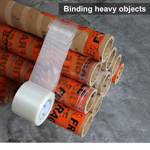 BOMEI PACK Wide Strapping Tape, 4Inch Heavy Duty Reinforced Packing Tape, Fiberglass Filament 60yds 5.5Mil