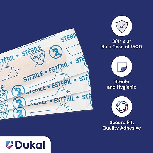 American White Cross Adhesive Bandages, Sheer Strips, 3/4" x 3" | Bulk Case of 1500 | Sterile, Breathable and Multi-Purpose for School Nurses, Businesses, and First Aid Kits