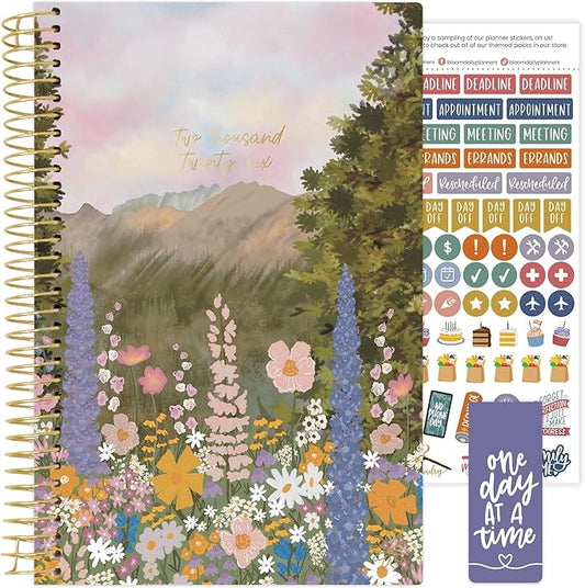 bloom daily planners 2026 Planner (January - December) Calendar Year Organizer - 5.5” x 8.25” - Weekly & Monthly Agenda Book with Stickers & Bookmark - Wildflower Mountainside