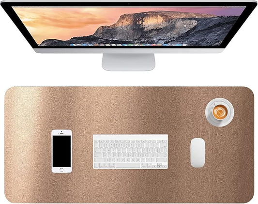 Hsurbtra Desk Pad, 30" x 14" PU Leather Desk Mat, XL Extended Mouse Pad, Waterproof Desktop Blotter Protector, Non-Slip Ultra Thin Large Laptop Keyboard Writing Mat for Office Home, Rose Gold