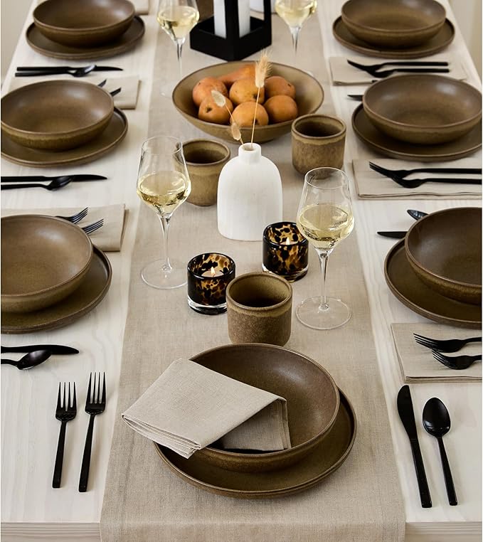 Solino Home Linen Natural Table Runner 36 Inches - 100% Pure Linen Small Table Runner 14 x 36 Inch Ideal for Dresser and Coffee Tables - Fall, Autumn, Thanksgiving, Christmas, Holiday - Fete