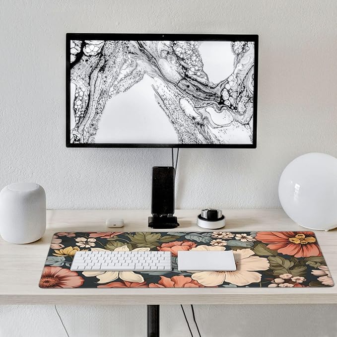 35.4 x 15.7 in, Waterproof XXL Large Mouse Pad for Desk, Extended Keyboard Mouse Mat for Computer Office, Big Laptop Mouse pad, Gaming Pc-Vintage Summer Florals