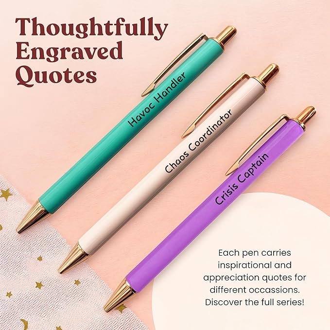 MESMOS 3pk Fancy Pen Set, Chaos Coordinator Boss Gifts for Women, Office Manager Boss Female Gifts, Leadership and Supervisor Gift, Funs with Funny Sayings for Adults