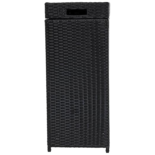 Sunnydaze Outdoor Trash Cans with Lids - Set of 2 Indoor and Outdoor Garbage Cans – 26 Gal and 15 Gal - Black