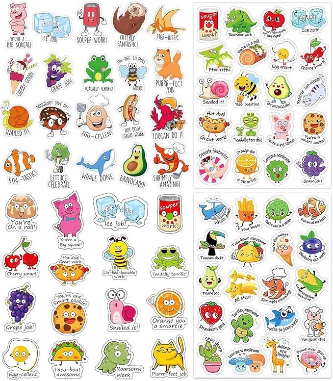 Punny Teacher Prize Stickers for Student, 464pcs Motivational Reward Sticker for Kids Fun, Classroom Must Have Essential for Teacher Elementary, Home School Supplies, Encouraging Incentives Stickers