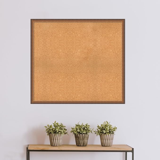 Amanti Art Natural Cork Board for Wall, 36x40 Vision Board with Bronze Frame, Oversize Corkboard Office Decor for Home Organization, Modern Corkboard Pinboard to Display Items for Home Organization