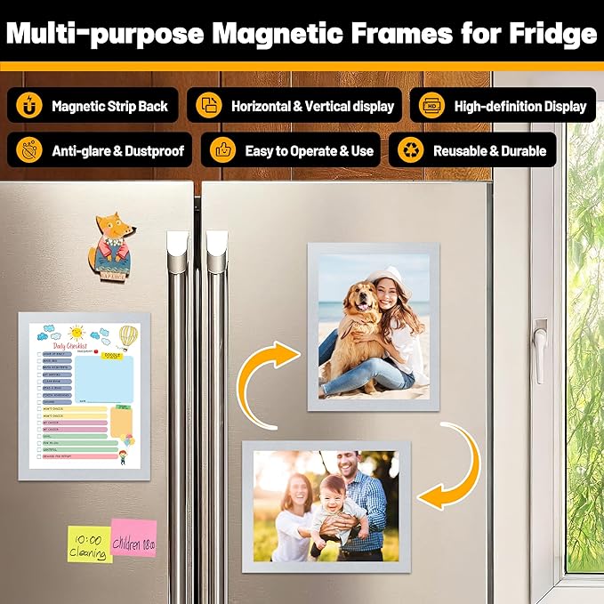 20Packs Magnetic Sign Holder 8.5x11 for Fridge & Metal Surfaces - Magnetic Frames with File/Paper/Document Holder - Photos/Pictures/Posters Frame for Commercial Offices/Stores (Silver)