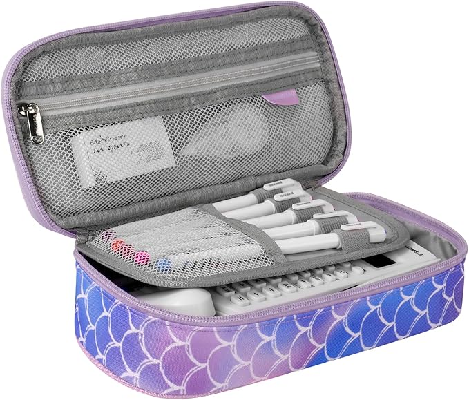 Choco Mocha Mermaid Pencil Case for Girls, Soft Pencil Case Kids Pencils Pouch for Kindergarten Girls,Purple