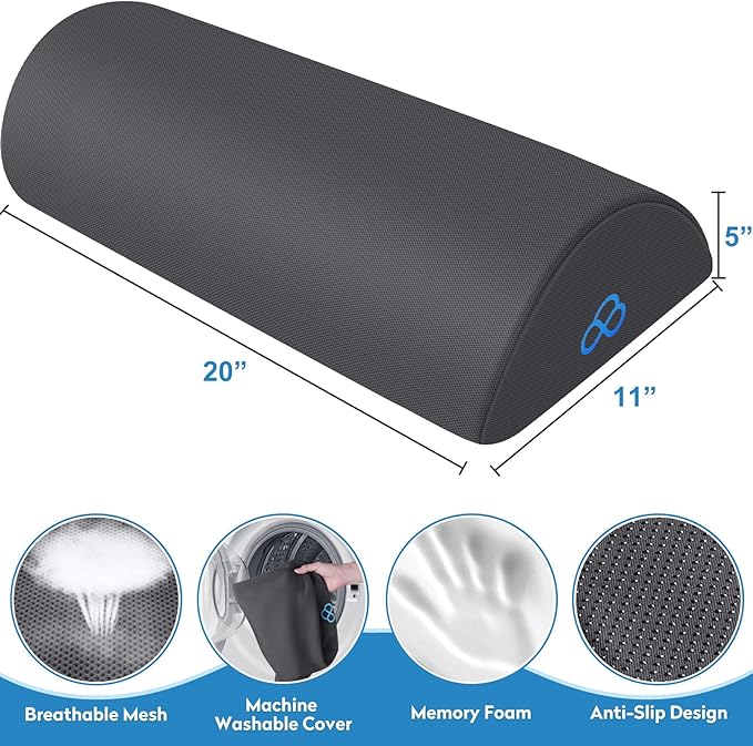 StepLively Foot Rest Ergonomic Pillow for Under Desk at Work, Anti-Fatigue Footrest Support Pillow for Fatigue & Pain Relief, Comfortable for Office Chair, Car Seat & Gaming Chair - Grey, Large