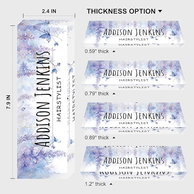 Custom Name Plate for Desk, Personalized Acrylic Office Name Sign with Name & Title, Elegant Desk Decor for Women Men, Employee Appreciation Gift (Wisteria)