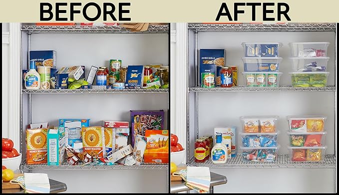 Rubbermaid Cleverstore 6 Qt Clear Storage Bins with Lids, 12-Pack, Stackable, BPA-Free, Made in USA