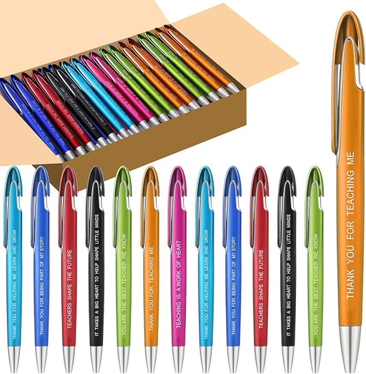 Lincia 100 Pcs Teacher Appreciation Ballpoint Pens Bulk Retractable Medium Point Pens with Black Ink Inspiration Thank You Gifts for Teacher, Back to School, Christmas