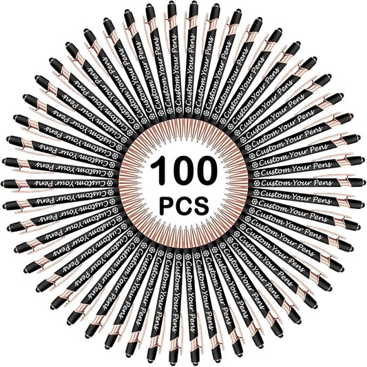 Amlion Personalized Custom Pens with Name Engraved Logo Text,100 Customized Writing Stylus Pen Promotional Item Gift for Men Women Office Business Wedding-Black