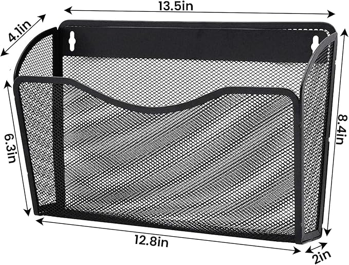 6 Pack Wall File Organizer, Mesh Hanging Metal Vertical Wall Mounted File Holder for Office/Home