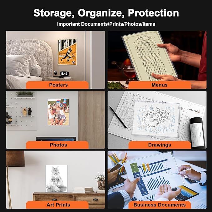 Ndsox 10 Pack 8.5" x 11" Rigid Print Protectors Clear Hard Plastic Sheet Protectors Top Loading for Birth Certificates, Documents, Posters, Photos, Meuns, Heavy Duty No-Hole Plastic Document Sleeves