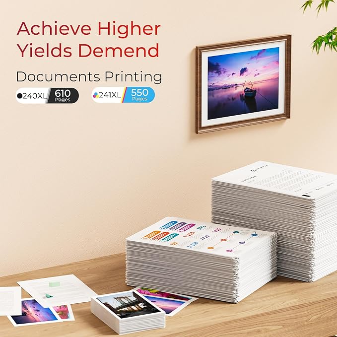 ejet PG-240XL/CL-241XL Ink Cartridge Replacement for Canon 240XL 241XL Combo Pack for Canon 240 241 High Capacity for Printer Pixma MG3620 TS5120 MG2120 MG3520 MX452 MX512 MX532 MX472 (2 Pack)