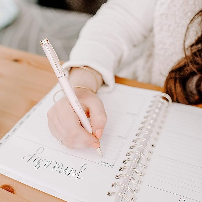 Sweet Water Decor Inspirational Metal Pen Set - Motivational Pen Set for Home and Office - Refillable Pens with Black Ink - Pens for Women Journaling - Graduation, New Job, Teacher Gifts for Her