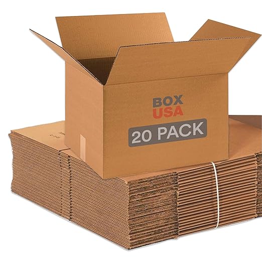 BOX USA Moving Boxes Medium 18"L x 14"W x 12"H 20-Pack - Corrugated Cardboard Box for Shipping, Mailing, Packing, Packaging and Storage