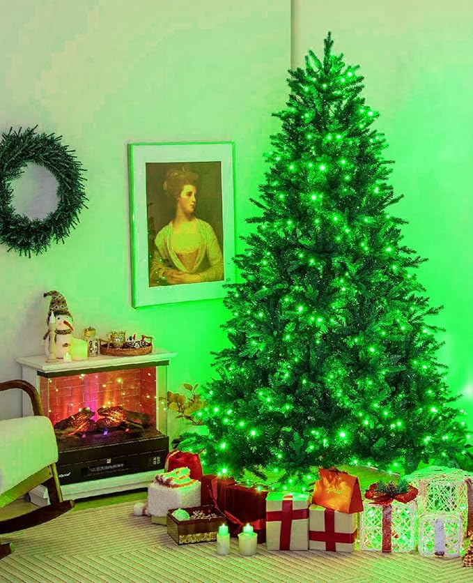 197FT 600 LED Christmas Lights Outdoor, Plug in Christmas Tree Lights 8 Modes, Waterproof Green Wire String Twinkle Lights for Indoor Bedroom House Patio Garden Party Holiday Decorations, Green