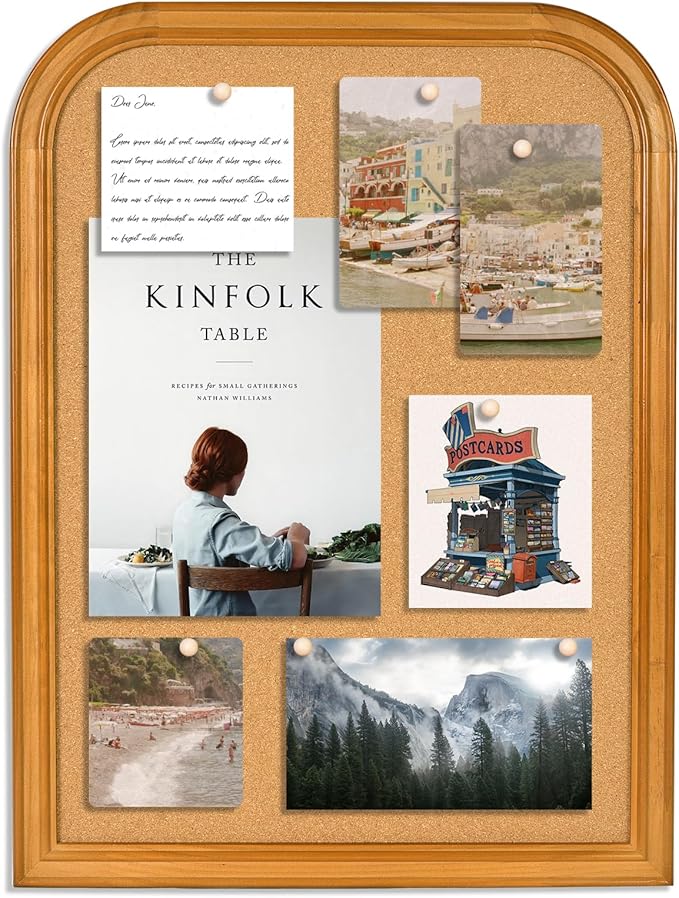 Cork Board for Walls, 23.6x17.7 inches Bulletin Board with Frame, Decorative Hanging Pin Board Vision Board Message Board for Office School Home Decor(2R&2S,4560,1p)