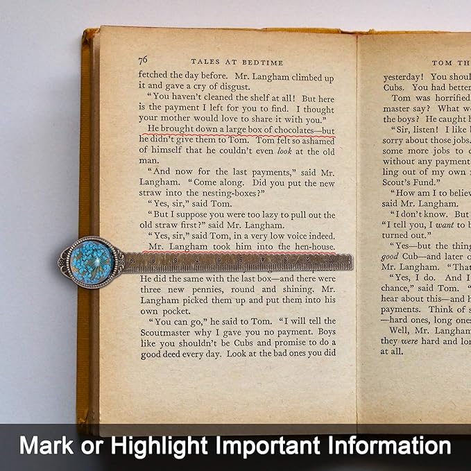 Wisdompro 2 Pcs Metal Bookmark, Retro Vintage Bronze Book Mark Ruler with Dried Flower, Packaged in a Gift Box - an Ideal Gift for Kids, Students, Teachers, Book Lovers - Blue, Hotpink
