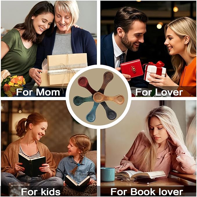 Magnetic Leather Bookmark with 26 Initial for Reading Women,Personalized Magnet Book Marks Gifts for Men,Book Lovers (Blue, A)