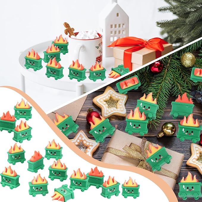 40 Set Resin Dumpster Trash Shape with Fire Gift Team Employee Appreciation Gift Emotional Desk Accessories for Staff Teacher Office Coworker Nurse Medical Volunteer Favor (Green)